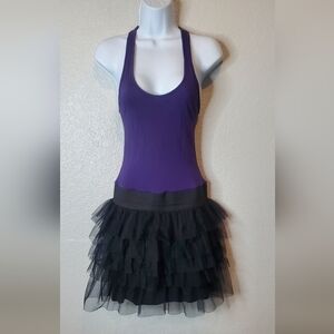 💚5/$25 Miley Cyrus Max Azria Purple Racerback Tulle Party Vintage 80s Style